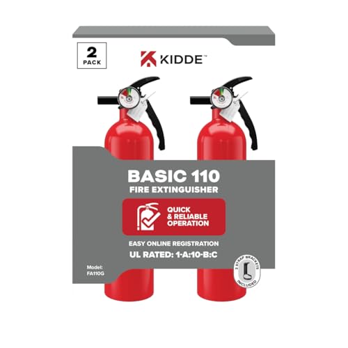 Kidde Basic 110 Fire Extinguisher for Home, 1-A:10-B:C, FA110G, 2 Pack - size: 2 Pack