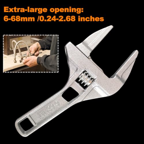 Adjustable Wrench, 6-68mm Wide Jaw Aluminum Alloy Short Handle Wrench