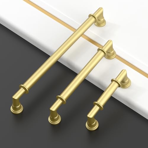 Asidrama 10 Pack 5 Inch(128mm) Brushed Gold Kitchen Cabinet Handles, Cabinet Pulls Gold Kitchen Cabinet Hardware for Cupboard Drawer - color: Brushed Gold, size: 5" Hole Center