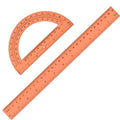 Zonon 2 Pcs 12 Inch Clear Ruler and 6 Inch Plastic Protractor Set, Orange - color: Orange