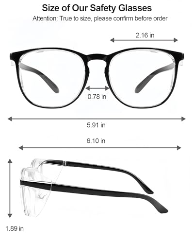 Safety Glasses Goggles for Women Girls Anti Fog Protective Eyewear Glasses - color: 1 Pack: Black