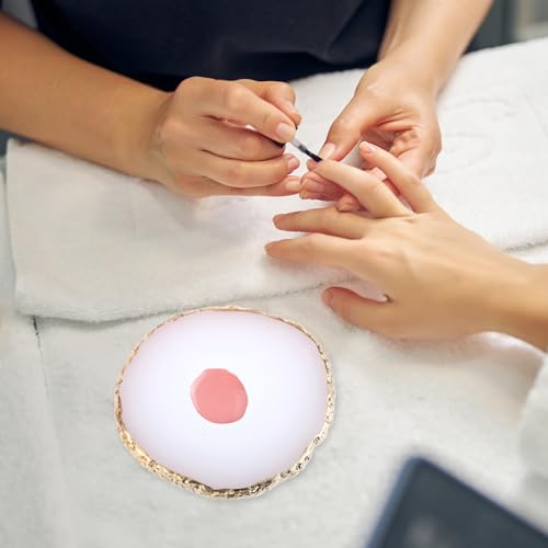 2 Pcs Resin Nail Art Palette Set, Gold Edge, Coffee & White - color: Coffee, White