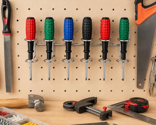 4 Pcs Screwdriver Organizer, Pegboard Tool Holder, Silver