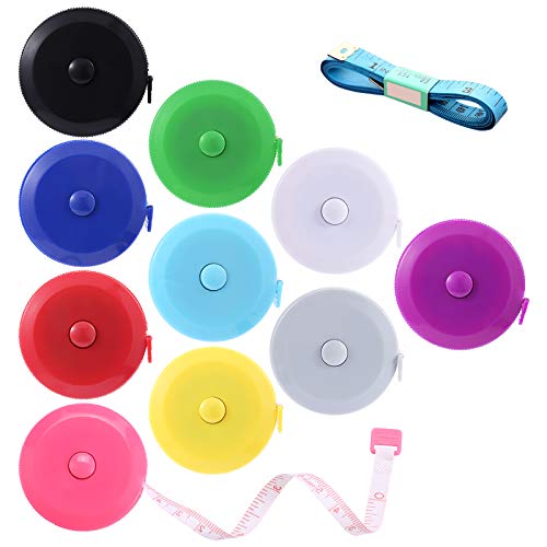 Tape Measure Body Measuring Tape, Retractable 60 Inch Soft Mini Measuring Tape, Small Sewing Fabric Tape Ruler for Cloth Waist Medical Nursing Craft(10 Pack) - color: 10 Colors Package