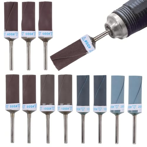 12pcs 400-2000 Grit Sanding Drums for Dremel Rotary Tool | Rotary Tool Bits Sander Set Bands Mandrels for Wood Plastic Metal Grinding Polishing - style: 400-2000 Grit