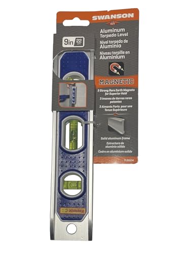 Swanson 9” Die Cast Aluminum Torpedo Level with Rare Earth Magnetics TL002M - size: 9" (Pack of 1), style: Magnetic Extruded Aluminum Torpedo Level