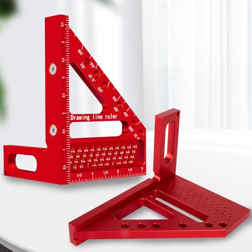 Aleric 3D Multi-Angle Carpenter Hole Scribing Ruler, Aluminum Alloy Multi Angle Measuring Ruler, 22.5-90 Degree Woodworking Protractor, Versatile Woodworking Tool for Engineer Carpenter Crafting