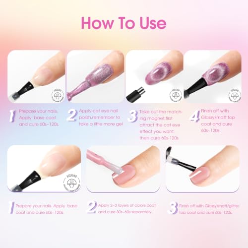 ROSALIND 30pcs Colors Gel Nail Polish Set with Cateye Gel and Base Top Coat | 20 Nude Pink Red Blue Color Gel Polish,5pcs Cat Eye Gel Nail Polish,Blooming gel,3Pcs Glossy Matte Glitter Top Coat,Base Coat - color: All Moods 25+5 Colors