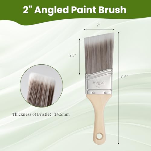 Paint Brushes, 2 Inch, Angled Brushes with Short Handle, 3 Pack | Shortcut Paintbrush for Paints and Stains, Small Paint Brushes for Walls, Furniture, Cabinets and Home Improvement - size: 2 Inch Angled, 3 Pack