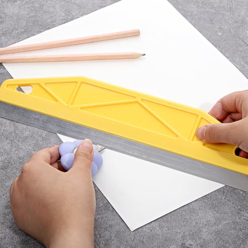 Edge Painting Tool, Paint Edger Tool 12 Inch Painter's Trim Guard Professional Paint Shield Stainless Steel Straight Edge Tools for Precision Painting Trimming (Yellow)