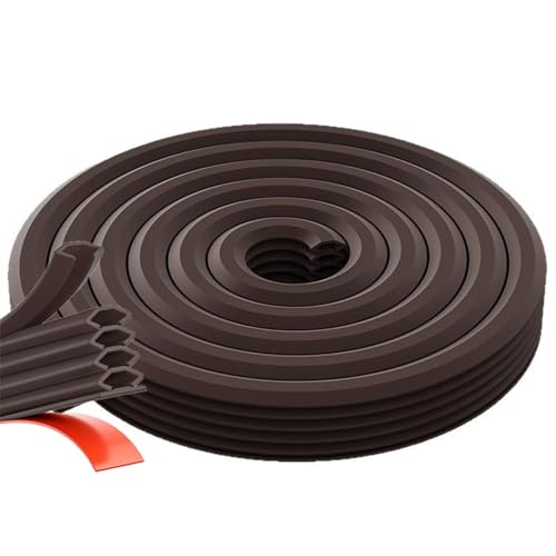 Rip-to-Fit Weather Stripping – 20 Feet, 5-Layer Adjustable Self-Adhesive Weather Seal Strips Fits Big Gaps(0.04-0.59 Inch), for Door Frame Door Insulation Strip Waterproof, Brown - color: Brown