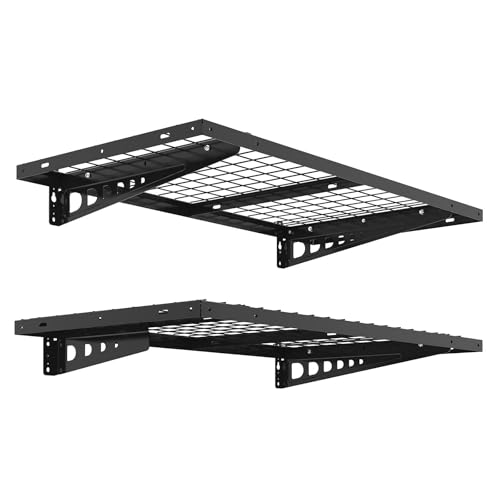 FLEXIMOUNTS 2x4ft Garage Storage, 2 Pack Garage Wall Shelving, Black - size: 2 pack-2x4 ft