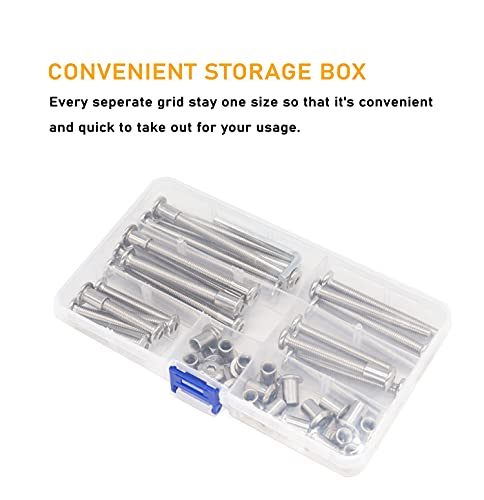 50pcs Hex Drive Socket Cap Bolts Dowel Nuts Assortment Kit, Furniture Joint Connector Bolts, Rivet Bolts Dowel Nuts, Countersunk Screw Post Fit M6x40mm 50mm 60mm 70mm 80mm Nickel Plated - size: 40/50/60/70/80mm 50pcs