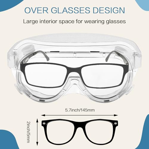 Macarrie 50 Pcs Anti-Fog Protective Safety Goggles Soft Lightweight Adjustable Splash for Nurse Medical Chemistry Worker - color: White