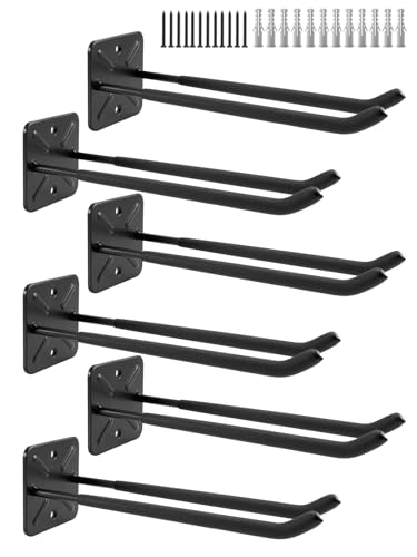 Sinoer 6 Pack Metal Wall Mount Garage Double Storage Hooks - style: 6pc Heavy duty hooks -12"