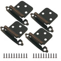 4-Pack (2 Pair) Antique Copper Cabinet Hinges | Self-Closing, 1/2" Variable Overlay, Semi-Concealed Face Frame, Flush Mount for Kitchen/Bath Cabinets - color: Antique Copper