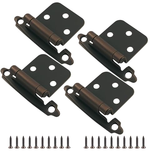 4-Pack (2 Pair) Antique Copper Cabinet Hinges | Self-Closing, 1/2" Variable Overlay, Semi-Concealed Face Frame, Flush Mount for Kitchen/Bath Cabinets - color: Antique Copper