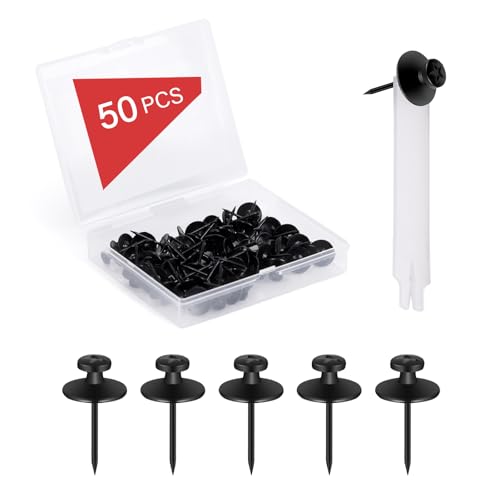 50 PCS Push Pins Picture Hangers Wall Hooks, Double Headed Thumb Tacks Without Nails, Renter Friendly Decor Thumbtacks for Tapestry Frame Art Photos (Black) - style: BLACK