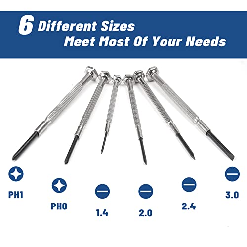 6PCS Mini Precision Screwdriver Set, XAQISHIRE Small Screwdriver Kit with 6 Different Size Flathead and Phillips Screwdrivers, Ideal For Watch, Jewelers, Eyeglass, Toys, Computer, Electronic Repairs - style: Durability