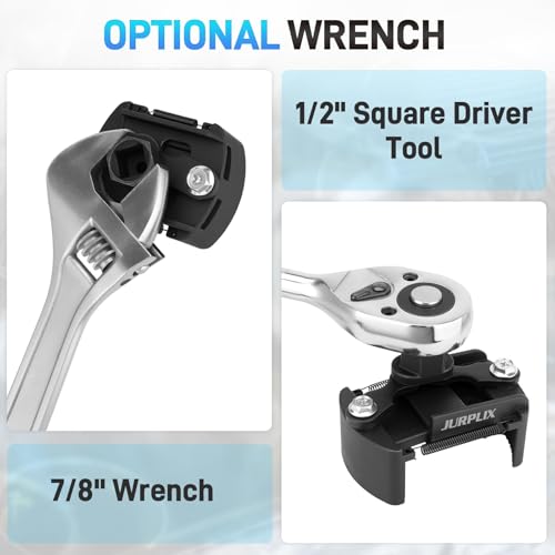 2PCS Universal Adjustable Oil Filter Wrench 60-80 mm & 80-105 mm, Oil Filter Removal Tool with Auto-Clamp Spring, 1/2" Drive Cap Wrench Set with Non-Slip Jaws, Fits Small to Heavy Duty Spin-on Filters - size: 60-80 mm & 80-105 mm (2 Pieces)