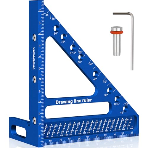 Quick-Set 3D Measuring Square - Multi-Angle Carpenter's Tool with Angle Pin for Woodworking,Imperial Line Ruler, Essential Woodcraft Layout Aid - color: Blue