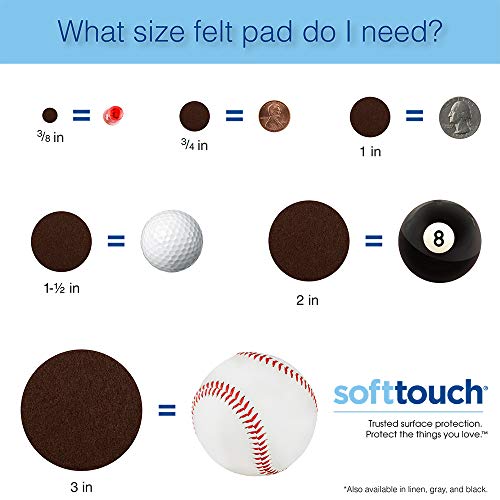 SOFTTOUCH 4723195N Heavy Duty 2-1/2 Inch Felt Furniture Pads to Protect Hardwood Floors from Scratches, Brown, 4 Count