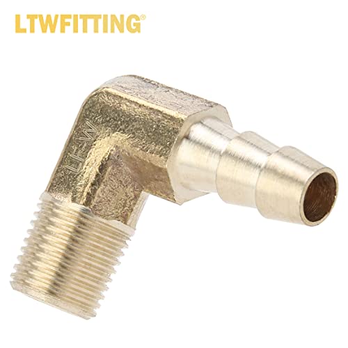 LTWFITTING Assortment Kit Hose ID (1/4-Inch to 1/2-Inch) x (1/8-Inch to 3/8-Inch) NPT Male Brass Hose Barb Elbow Set for Water(Pack of 25)