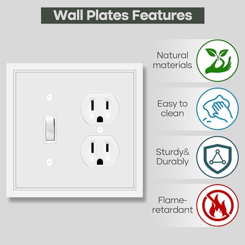 1 Toggle/1 Duplex Combo Light Switch Cover Plates - 2 Pack - size: 2 Gang Toggle/Duplex