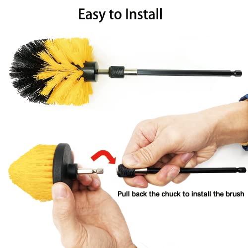 8 Pack Drill Brush Attachment Set,1/4in Power Scrubber Brush + Extend Long Rod, Multi-Purpose Brush Drill Attachment, Power Cleaning Scrub Brush for Bathroom, Tub, Tile(Green) - color: Green