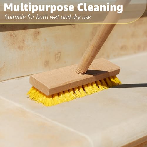 Deck Scrub Brush Head 7.87" - Heavy Duty Concrete & Wooden Deck Scrub Brush With Hard Nylon Bristles - size: 7.87"