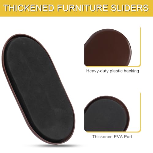 8PCS Furniture Sliders, 3-1/2" x 6" Furniture Movers Sliders on Carpet | Anti-Scratch & Labor-Saving, Reusable, Fits Round & Square Furniture Legs, Heavy Moving Pads for Sofa, Bed, Table & Desk - color: Brown (for Carpet)