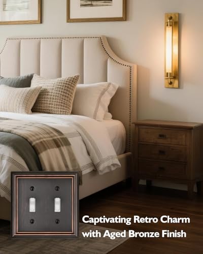 Switch Plates Outlet Covers, 2-Pack Metal Wall Plates, Aged Bronze - color: Aged Bronze, size: 2 Toggle 2PK