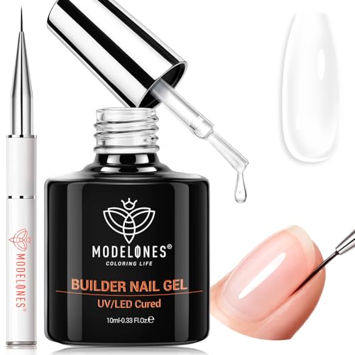 modelones Builder Nail Gel, Clear Builder with Detachable Liner Nail Brush - color: Liner Brush Builder Nail Gel Clear