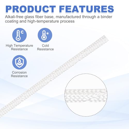 uxcell Insulation Cable Protector,1mm/0.04 Inch-20m/66 Feet High Temp Fiberglass Sleeve White - color: White, size: 1mm-20m