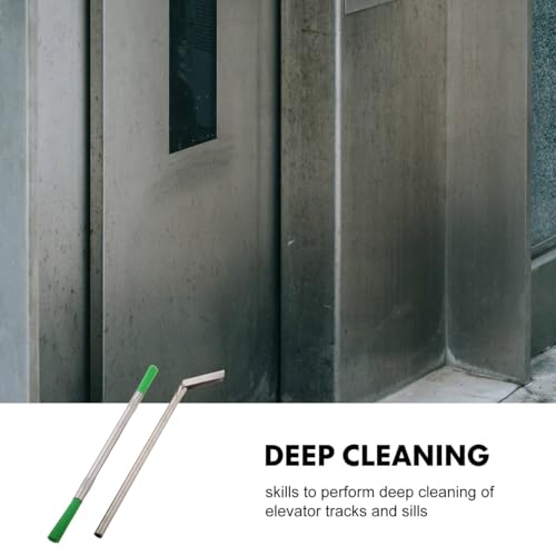 Elevator Sill Cleaner Tool with Long Handle Gap Scraper and Brush Set for Elevator Track Cleaning and Maintenance in Commercial and Residential Buildings