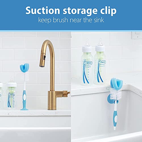Dr. Brown's Baby Bottle and Nipple Brush Soft Touch and Sponge Brush, Blue Variety Pack, 2 -Pack - color: Blue Variety Pack, size: 2-Pack