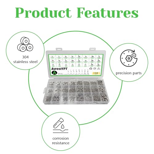 1150Pcs 304 Stainless Steel Metric Micro Screws Nuts Assortment, M1 M1.2 M1.4 M1.6 M1.7 M2 M2.5 M3 Sizes, Phillips Pan Head, Fully Threaded Kit for Arduino, RC Models, Electronics, DIY Projects - size: M1/1.2/1.4/1.6/1.7/2/2.5/3-1150Pcs
