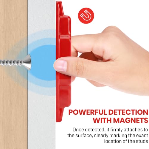 (2-Pack) Calvana Magnetic Stud Finder Wall Scanner, Stud Finder Magnet, Wall Detector Scanner, Compatible with All Drywall Construction, No Batteries Required, Wall-Friendly Construction, Red - color: Red, 2pack