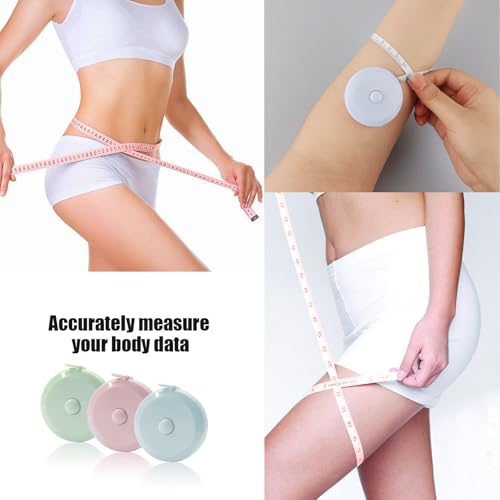 GDMINLO 3 Pack Tape Measure Measuring Tape for Body Fabric Sewing Tailor Cloth Knitting Craft Weight Loss Measurements Retractable 60-inch 1.5 Meter, Small Push ButtonDouble Scales Rulers
