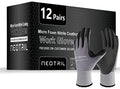 NEOTRIL Safety Work Gloves MicroFoam Nitrile Coated-3/6/12/36 Pairs,Breathable Nylon Working Gloves for Men Women - color: 12 Pairs/ Grey