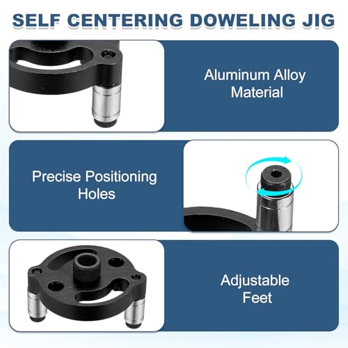 HARFINGTON Self Centering Doweling Jig Kit Straight Holes Puncher Dowel Jig Locator with Drill Bushings(3/4/5/6/7/8/9/10mm) Woodworking Joints Tool for Precise Straight Holes, Black - color: Black