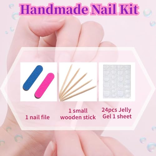 MAGLFELL Press On Nails - Handmade French Almond Fake Nails, French Nails Design, Reusable Artificial Almond False Nails for Women 10 Pcs 3D Acrylic Nails Kit (Size M) - color: Bowknot, size: M