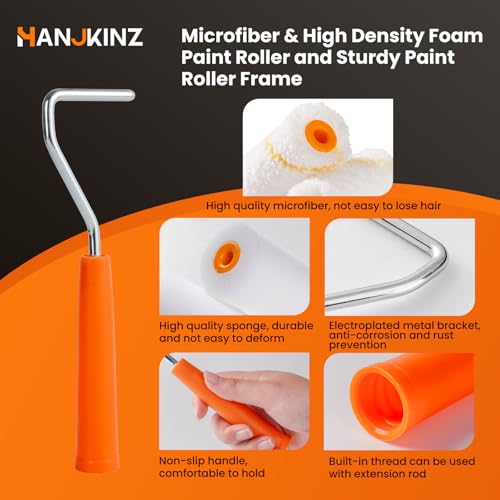 2 Inch 20 Pack Paint Roller Kit with Foam & Microfiber