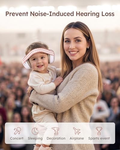 Yoofoss Baby Ear Muffs Noise Protection for Infants Up to 36 Months - Noise Cancelling Headphones for Ear Protection - color: Pink