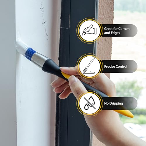 Trim Paint Brush, 0.7 Inch, 3 Pack, Small Round Paint Brushes | Trim Brushes for Painting Walls, Touch Up, Ergonomic Rubber Handles, Trim Painting Tool for Edges, Corners & Detail Work - size: 0.7 Inch Round, 3 Pack
