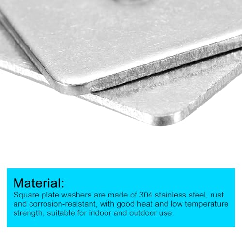 uxcell Square Washer, 25Pcs M8x20x20x1.5mm 304 Stainless Steel Square Plate Washers Flat Pad Spacer Gasket for Hardware Fastener - size: M8x20x20x1.5mm