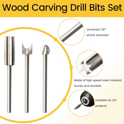 11Pcs Wood Carving Drill Bits Set for Dremel Rotary Tool Engraving Bits - style: 【11 PCS】11 Shapes