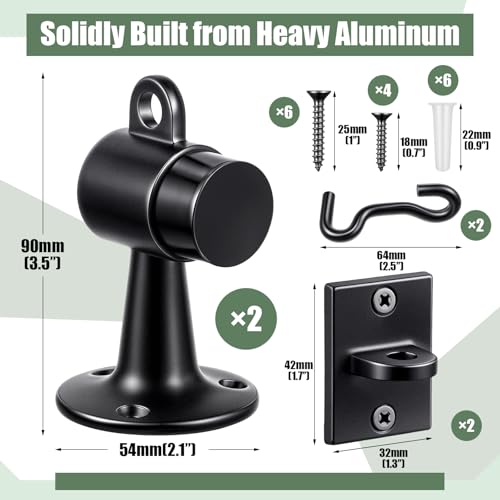 Yaocom 2 Pack Heavy Duty Floor Mounted Door Stop 3.5 Inch Aluminum Commercial Grade Door Stopper with Rubber Bumper & Stainless Steel Screws (Black) - color: Black