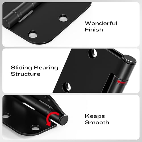 6 Pack Matte Black Door Hinges 3.5 Inch 5/8" Radius Round Ball Bearing - color: Matte Black Ball Bearing, size: 6 Pack