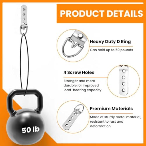 Aifeier ET 12pcs D Ring Picture Hangers, Extra Large 4-Hole with 48 Screws